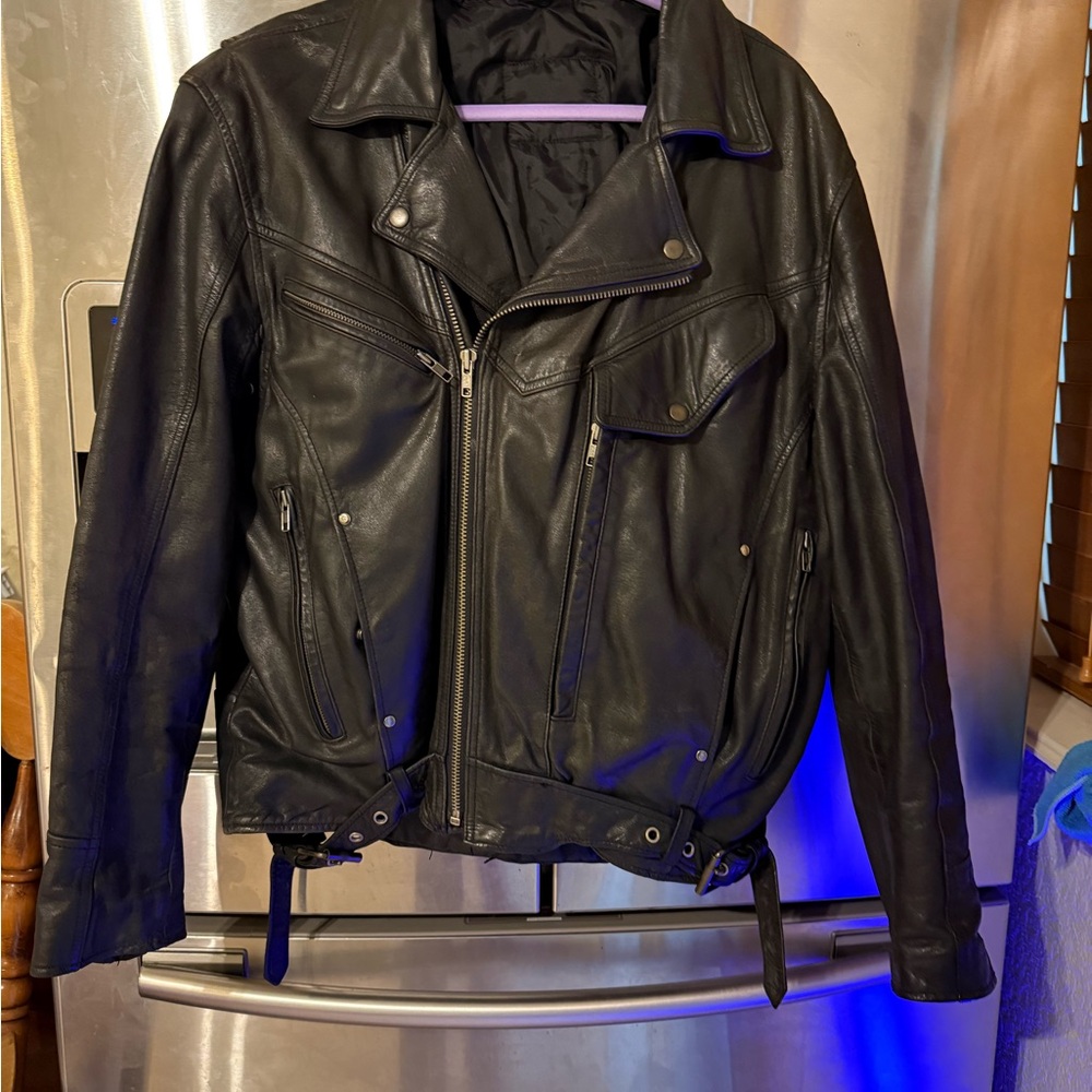 Men's Classic Black Leather Biker Jacket